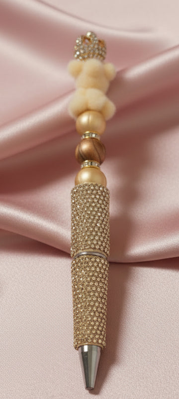 Stylo marron Strass "Nounours"