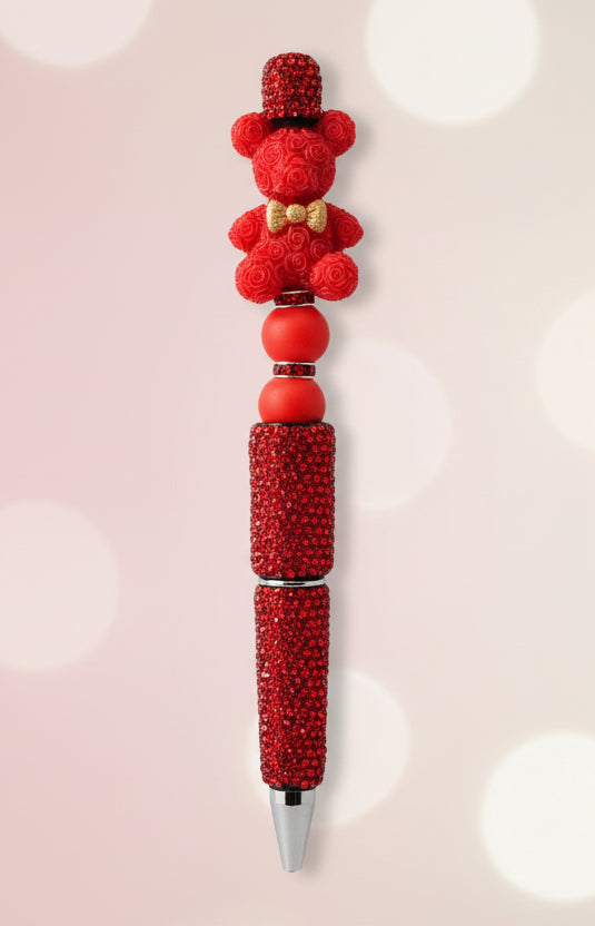 Stylo Strass Rouge "Ourson"