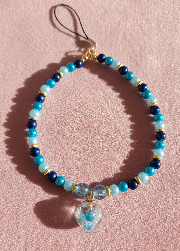 Bijoux de téléphone coeur en verre (plusieurs coloris dispo)