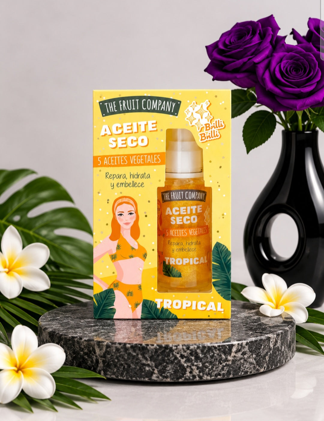 Huile sèche pailletée "Tropical"