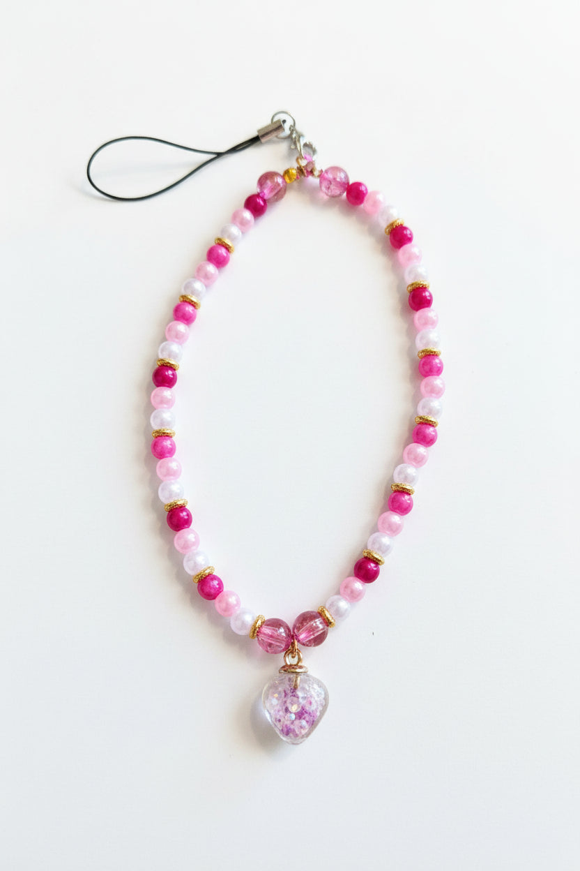 Bijoux de téléphone coeur en verre (plusieurs coloris dispo)