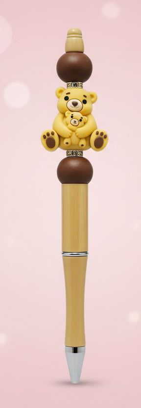 Stylo marron "Maman Ours et son bébé"