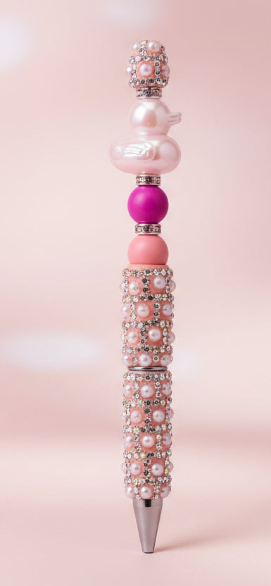 Stylo Strass et perles Rose "Canard"