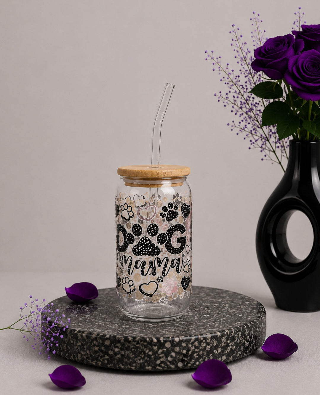 Verre "Dog Mama " noir