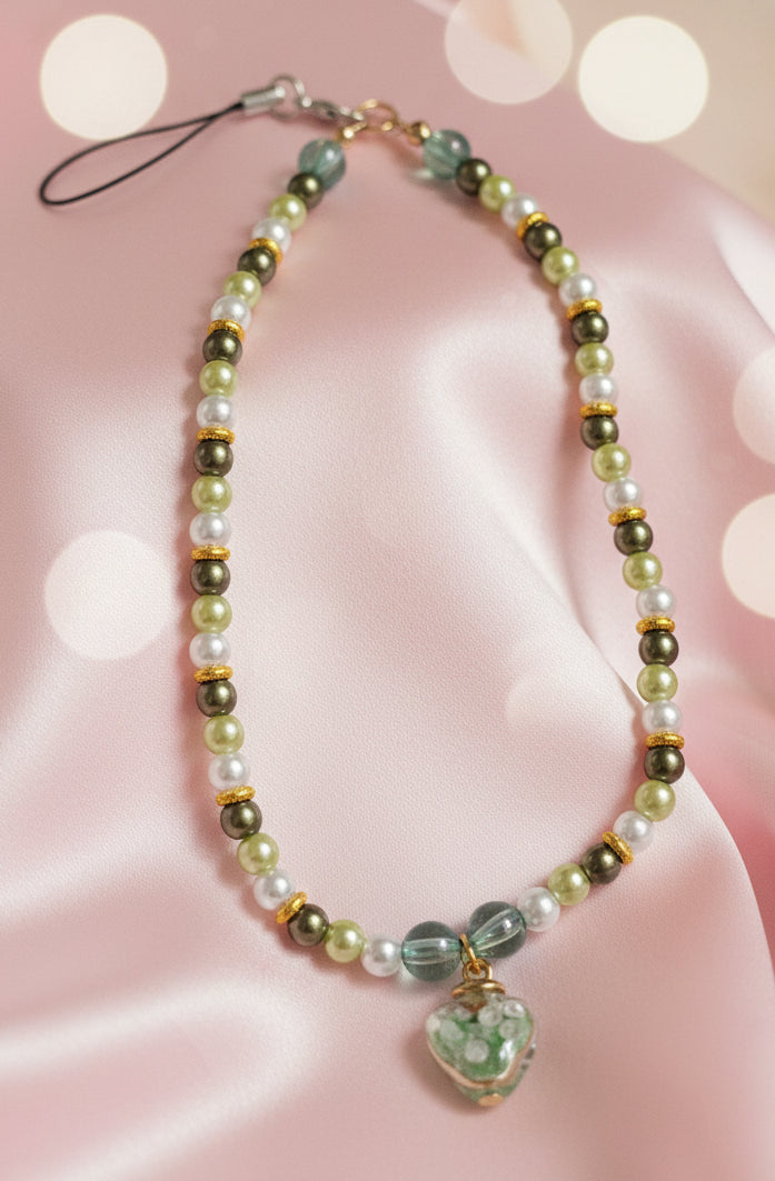 Bijoux de téléphone coeur en verre (plusieurs coloris dispo)