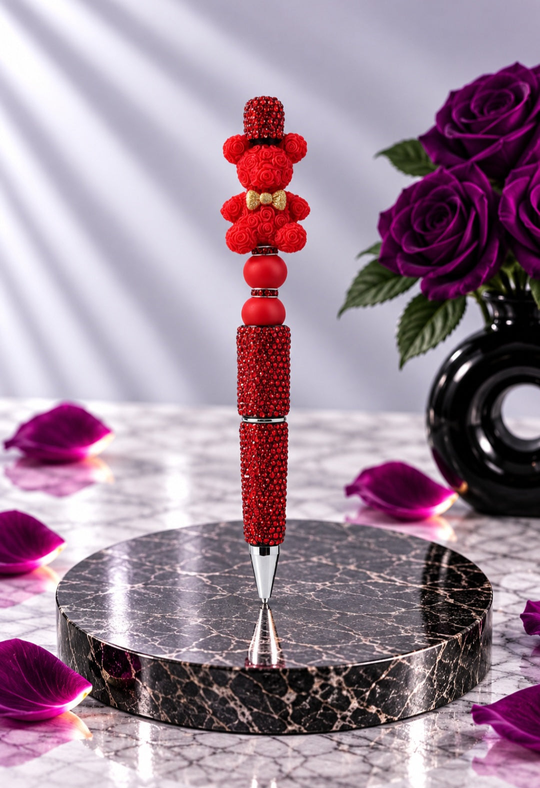 Stylo Strass Rouge "Ourson"