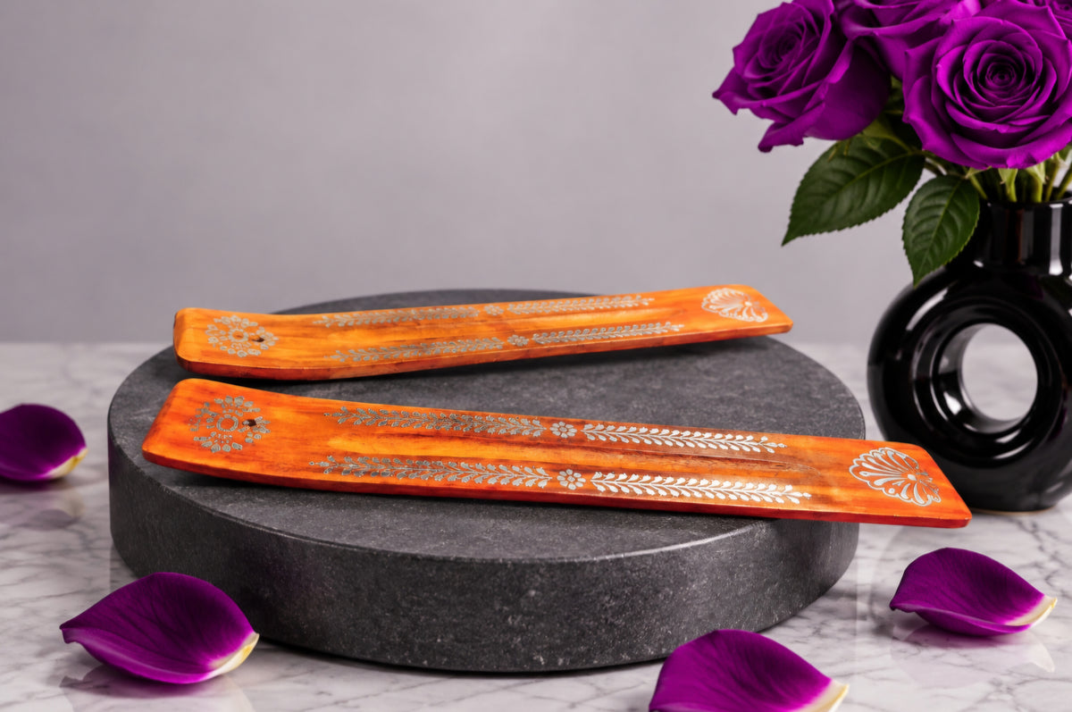 Porte-encens bois orange