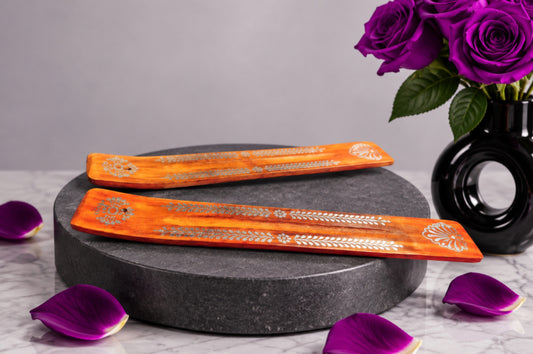 Porte-encens bois orange