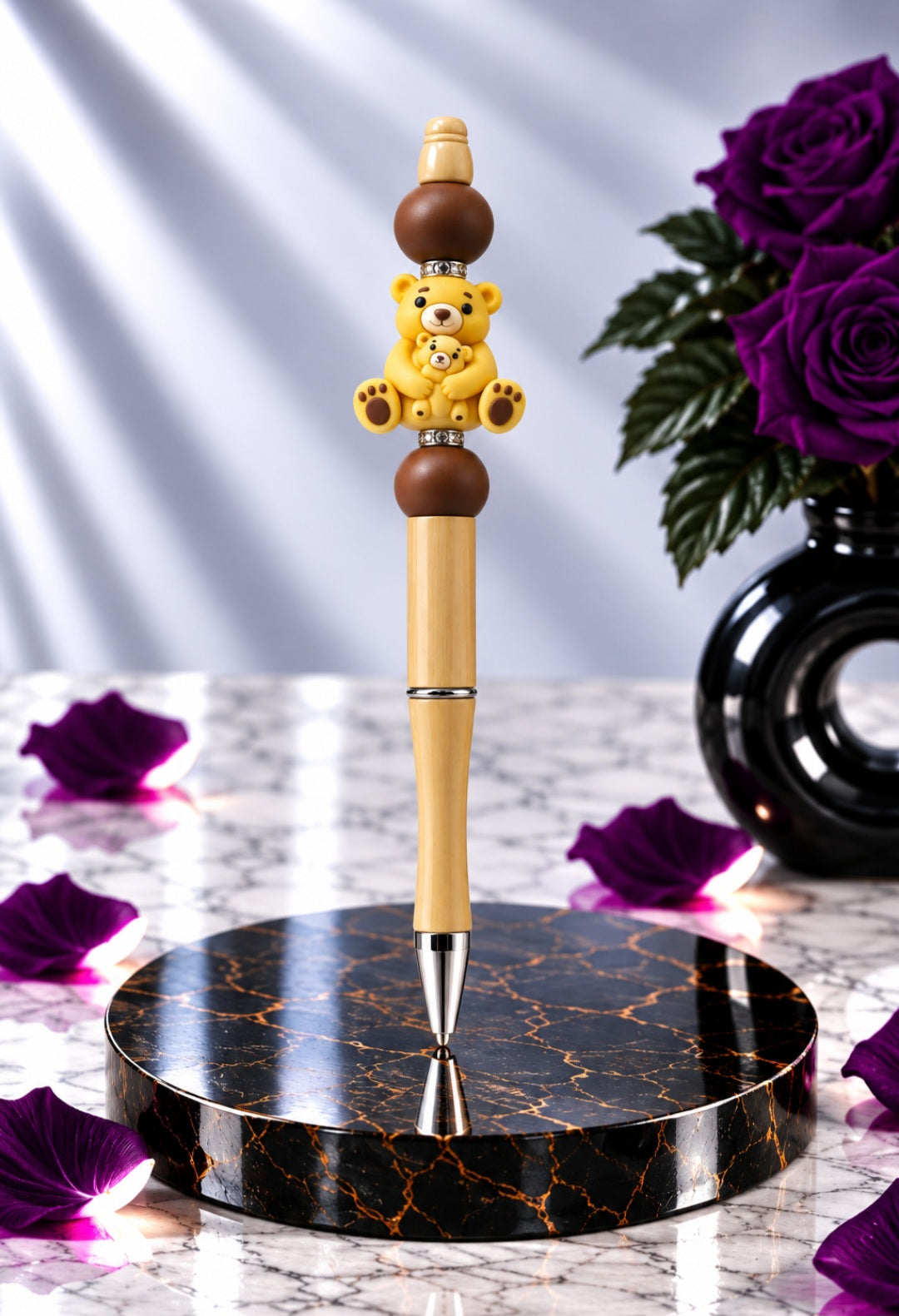 Stylo marron "Maman Ours et son bébé"