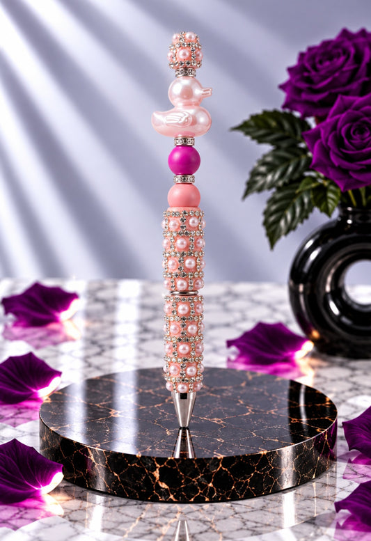 Stylo Strass et perles Rose "Canard"