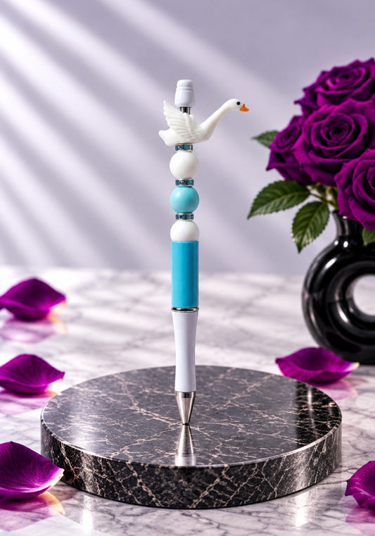 Stylo Bleu et Blanc "Cygne"