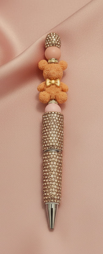 Stylo Strass Orange "Ourson"