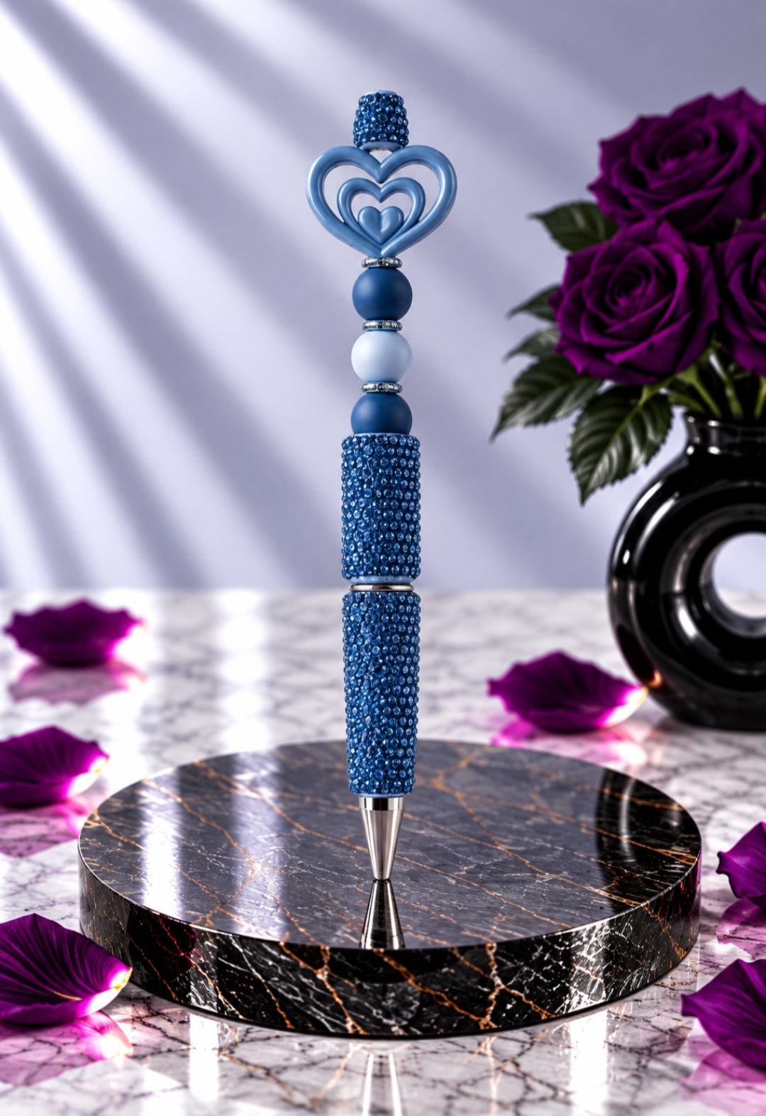 Stylo Strass Bleu "Coeur"