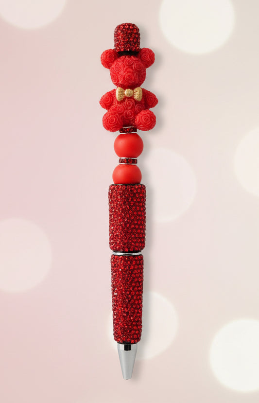 Stylo Strass Rouge "Ourson"