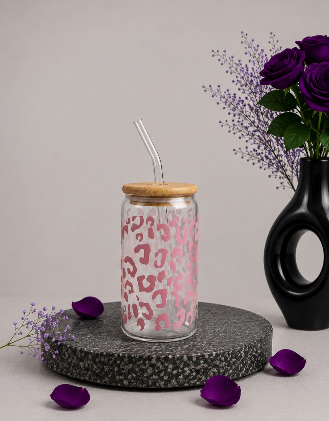 Verre "tacheté" rose